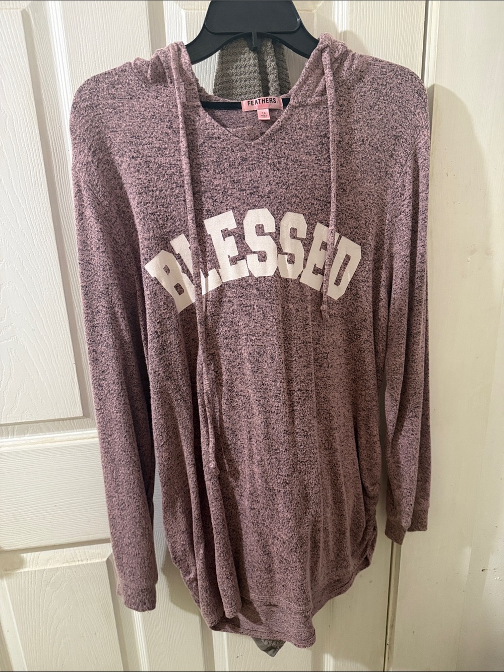 feathers Mauve 'BLESSED' Hooded Pullover